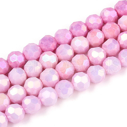 Electroplate Glass Beads Strands EGLA-T021-6mm-15-03-1