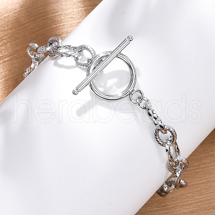 304 Stainless Steel Twisted Ovel Link Chain Bracelets for Women BJEW-A036-09P-1