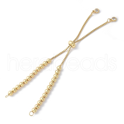 Brass Clear Cubic Zirconia Round Ball Slider Bracelet Making KK-F892-33G-1