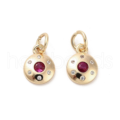 Brass Micro Pave Cubic Zirconia Pendants KK-B133-05G-04-1