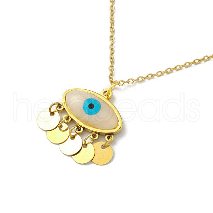 Resin Evil Eye Pendant Necklace NJEW-M199-01G-1