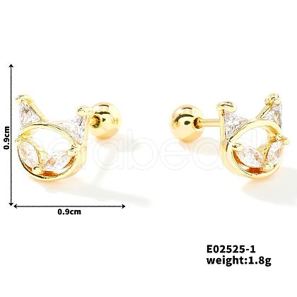 Delicate Cartoon Daily Commute Brass Pave Clear Cubic Zirconia Cartilage Earrings HK9151-4-1