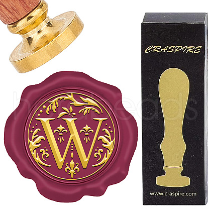 Brass Wax Seal Stamps with Wood Handle AJEW-WH0412-0256-1