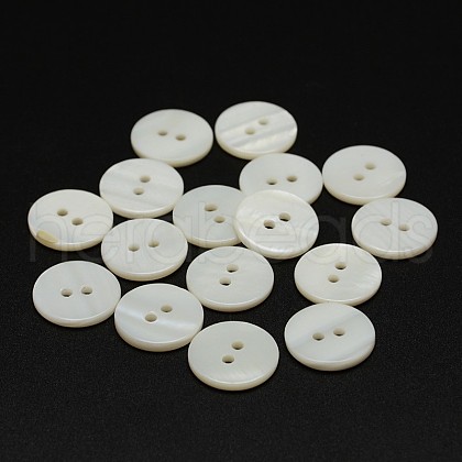 2-Hole Shell Flat Round Buttons BUTT-P012-12-1