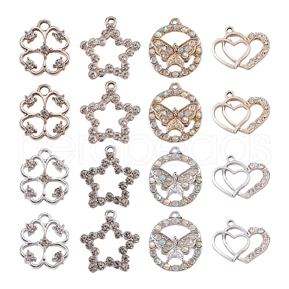 Spritewelry 32Pcs 8 Style UV Plated Alloy Pendants FIND-SW0001-16-1