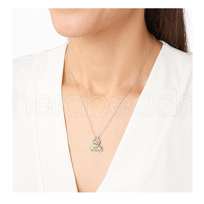 Alloy Pave Natural Peridot Frog Pendant Necklaces for Women FS-WG5343A-01-1