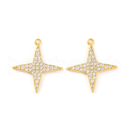 Brass Micro Pave Clear Cubic Zirconia Pendants KK-U017-10C-G-1