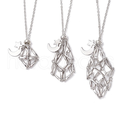 3Pcs 3 Styles 304 Stainless Steel Macrame Pouch Empty Stone Holder Necklace Making NJEW-JN05253-1