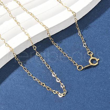 Brass Heart Link Chain Necklaces for Women NJEW-Z068-03G-01-1