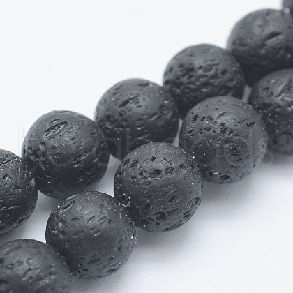 Synthetic Lava Rock Beads Strands G-F549-8mm-B10-1