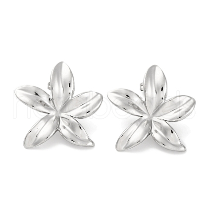 304 Stainless Steel Flower Stud Earrings EJEW-D281-11S-1
