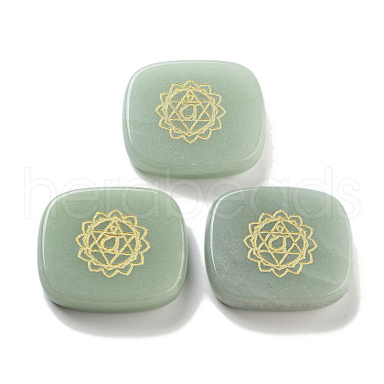 Natural Green Aventurine Rectangle with Chakra Sign Figurines Display Decorations DJEW-K025-02B-1