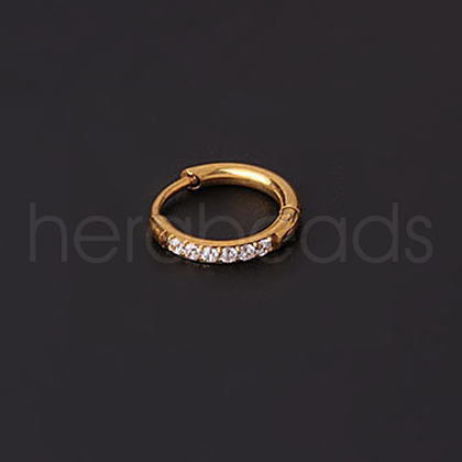 316 Stainless Steel Micro Pave Clear Cubic Zirconia Hoop Cartilage Earrings WG9FB89-07-1