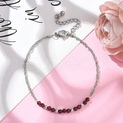 Natural Garnet Beads Link Bracelets BJEW-JB11835-01-1