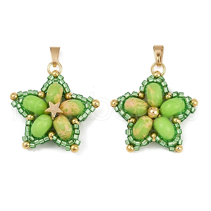 Handmade Glass Seed Beaded & Synthetic Dyed Imperial Jasper Beads Pendants PALLOY-MZ00751-04-1