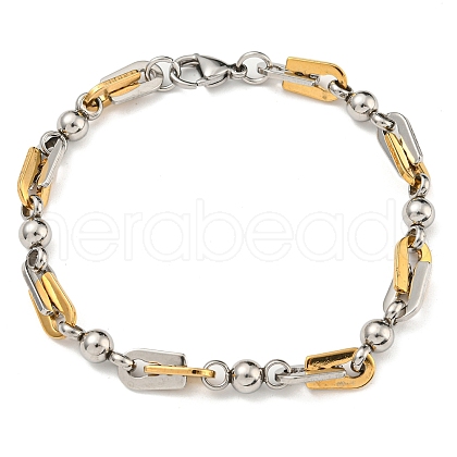 Two Tone 304 Stainless Steel Arch & Round Link Chain Bracelet BJEW-B078-18GP-1
