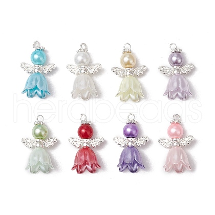 8Pcs 8 Colors Glass Pendants PALLOY-JF03575-04-1