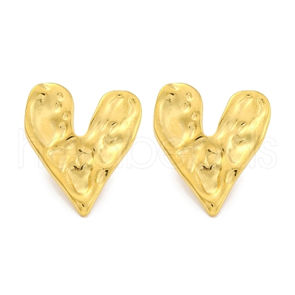 Heart Ion Plating(IP) 304 Stainless Steel Stud Earrings EJEW-H013-34G-1