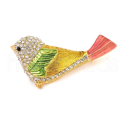 Bird Zinc Alloy Rhinestone Pins JEWB-S027-03G-A-1