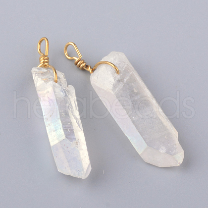 Electroplate Natural Quartz Pendants X-G-Q481-74C-1