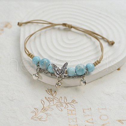 Butterfly Ceramic Beads Braided Bead Bracelets FS-WGDB922-06-1