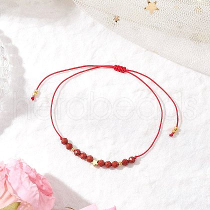 Natural Round Red Jasper Beads Braided Bead Bracelets for Women BJEW-JB11655-06-1