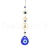 Blue Teardrop with Evil Eye Lampwork Pendant Decorations HJEW-JM01564-1