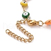 PVD Vacuum Plating 304 Stainless Steel Heart Beat Link Bracelet with Colorful Enamel Evil Eye Chains for Women BJEW-B062-03G-5