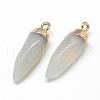 Natural Grey Agate Pointed Pendants G-Q495-08G-2