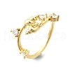 Ocean Theme Brass Micro Pave Cubic Zirconia Cuff Rings for Women RJEW-F184-17A-G-2
