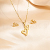 304 Stainless Steel Pendant Necklaces & Stud Earrings Sets WG82A44-09-2