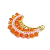 Glass Seed Beaded Moon Pendants PALLOY-MZ00512-03-4
