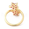 Cubic Zirconia Flower Open Cuff Rings RJEW-L106-009G-01-3