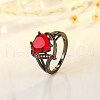Heart Brass Micro Pave Cubic Zirconia Finger Rings FS-WG4D14B-04-1