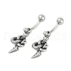 Snake 316 Surgical Stainless Steel Dangle Belly Button Rings EJEW-G416-11AS-4