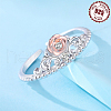 Rose 925 Sterling Silver Micro Pave Clear Cubic Zirconia Adjustable Cuff Rings FS-WG8F8FB-01-1
