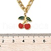 304 Stainless Steel Red Enamel Cherry and Round Plastic Pendant Necklaces for Women NJEW-M091-01G-3