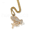 Praying Hand with Cross 316L Surgical Stainless Steel & Brass & Clear Cubic Zirconia Pendant Necklaces FS-WG75093-03-6