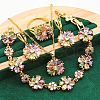 Flower Brass Pave Cubic Zirconia Pendant Necklaces & Earring & Ring & Link Bracelets Sets for Women FS-WGF337B-03-1