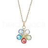 Glass & Glass Seed Beads Flower Pendant Necklaces & Hoop Earrings Sets SJEW-MZ00012-4