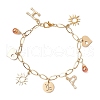 Sun & Heart 304 Stainless Steel Charm Bracelets for Women BJEW-JB11959-01-2
