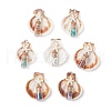 7Pcs 7 Styles Natural Scallop Shell & Dyed Synthetic Turquoise Starfish Pendants PALLOY-JF03564-02-1