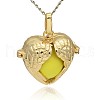 Golden Tone Brass Hollow Heart Cage Pendants KK-J241-07G-1