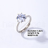 Mother's Day Rings Flat Round Platinum Brass Adjustable Ring with Cubic Zirconia EG7863-16-1