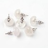 Half Round Dome Natural Crystal Stud Earrings EJEW-L171-02-2