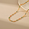 Special-interest Brass Pave Cubic Zirconia Rectangle Link Chain Necklaces for Women FS-WG3A151-01-3