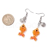 Fish with Shell Shape 304 Stainless Steel Glass Beads Dangle Earrings EJEW-MZ00436-3