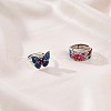 Rhodium Plated 925 Sterling Silver Butterfly Adjustable Ring with Enamel JR929A-4