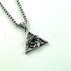 Retro Stainless Steel Deep Sky Blue Triangle Evil Eye Pendant Men's Necklaces AD2193-3