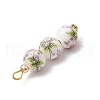 3Pcs Handmade Flower Printed Porcelain Ceramic Pendants PALLOY-JF03974-5